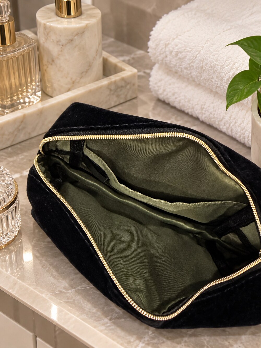 Yves Saint Laurent Black Velvet Makeup Bag | Vanity Storage - Picture 4 of 6